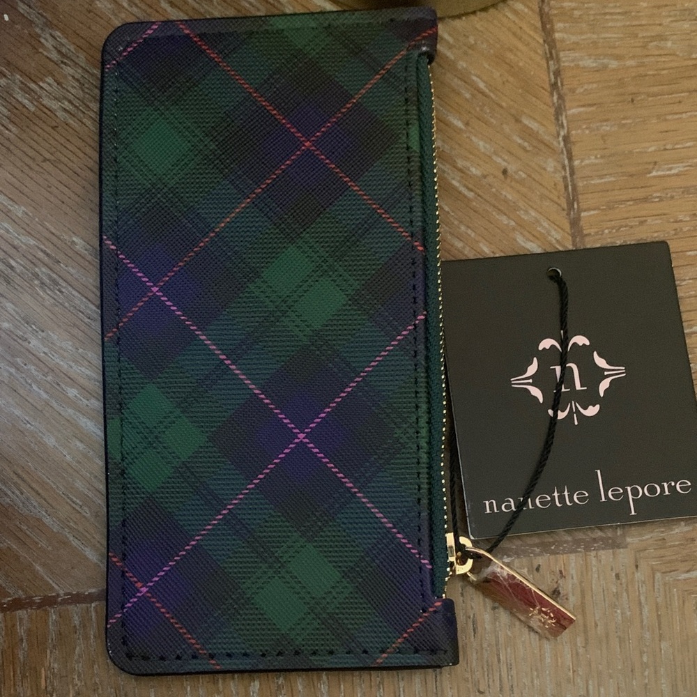 Nanette Lepore Green and Blue Plaid Wallet